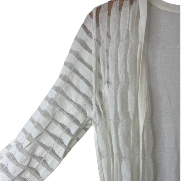 NWT Peck & Peck open front sweater. Off white with sheer and solid stripes. - Picture 2 of 4